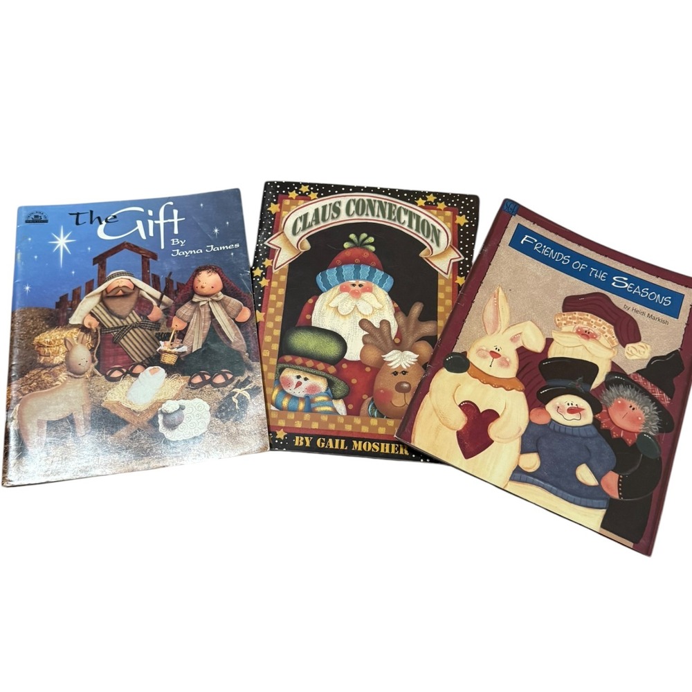 Vtg Christmas Tole Painting Books 3 Primitive Folk Art Crafts inserts included